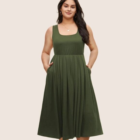 BloomChic Plus Size Supersoft Essentials Solid Gathered Tank Dress XL - Picture 1 of 5